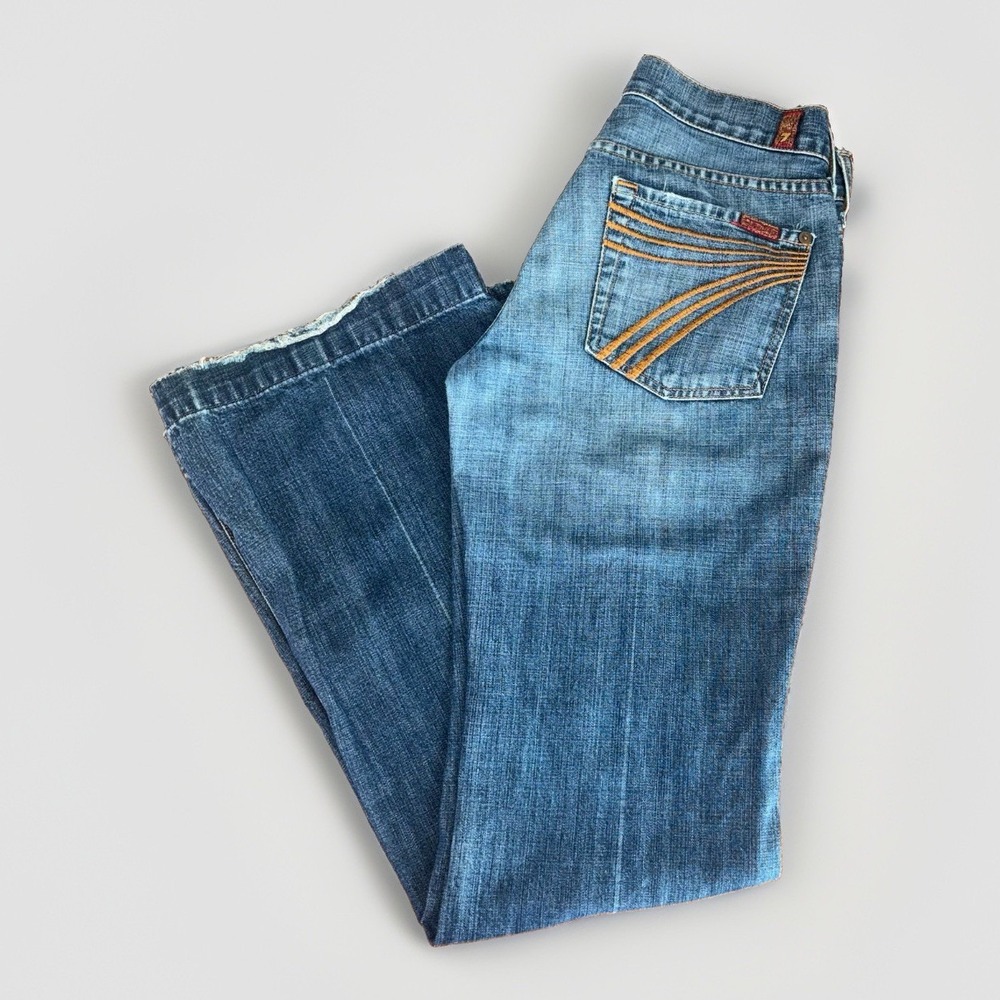 7 for All Mankind Dojo Women's Flare Jeans 100% Cotton Medium Wash Size: 28